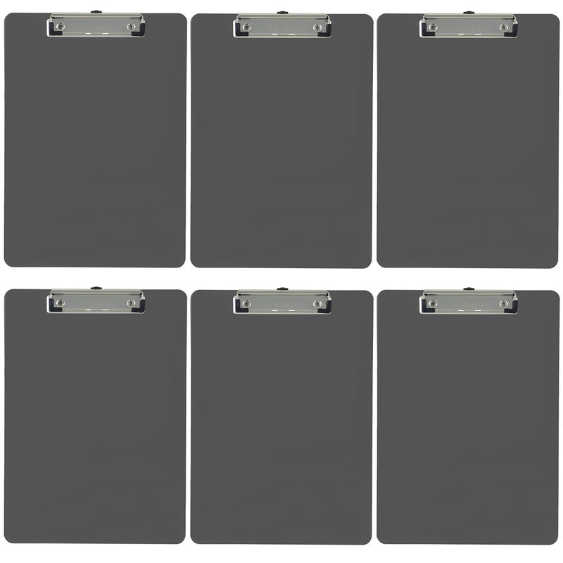 Trade Quest Plastic Clipboard Opaque Color Letter Size Low Profile Clip (Pack of 6) (Gray) - Image 1